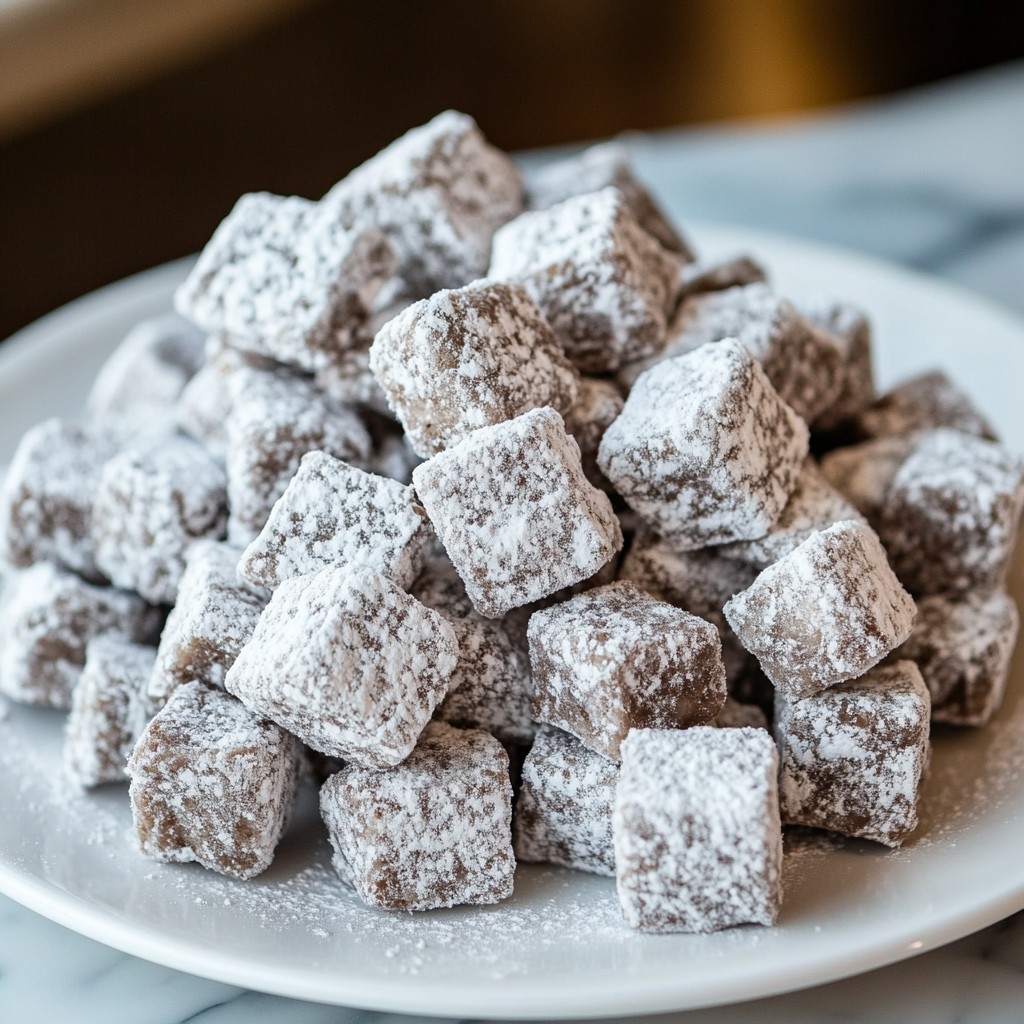 Muddy Buddies recipe with chocolate and peanut butter