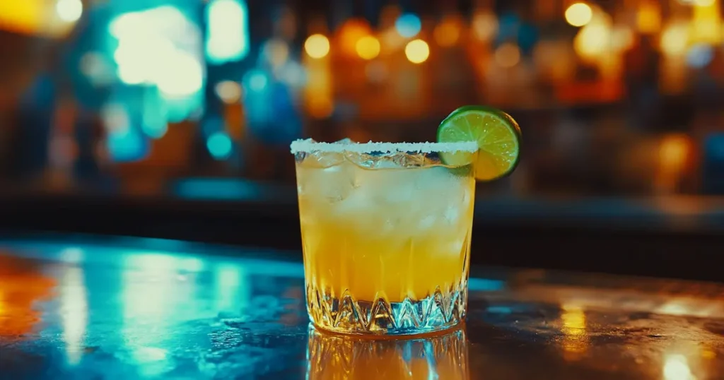 Best Margarita Recipe served in a margarita glass with a lime wedge garnish