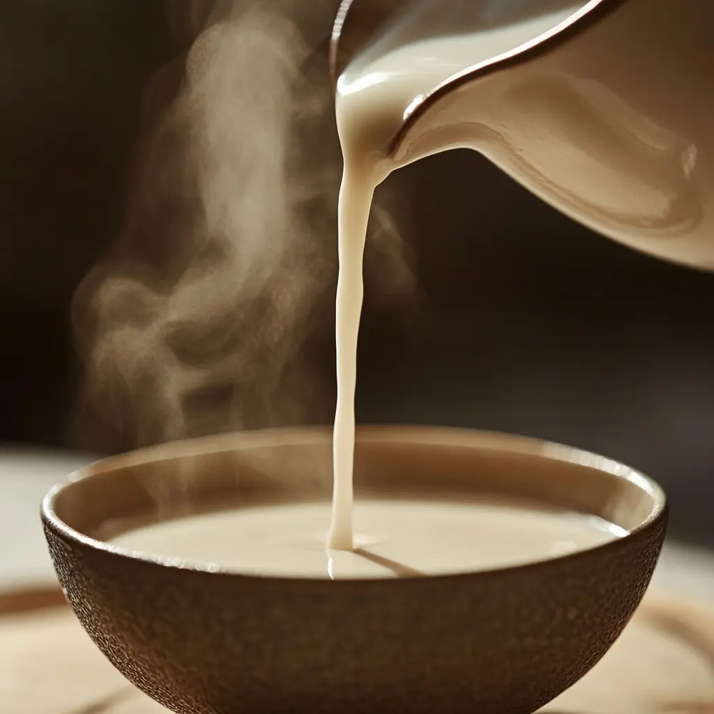 Pouring warm almond milk for Salt Trick for Men in Bed