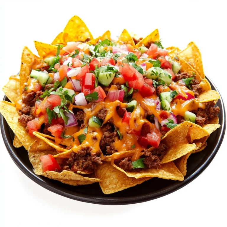 Nachos with creative toppings like pulled pork, ground beef, guacamole, salsa, sour cream, and black olives.