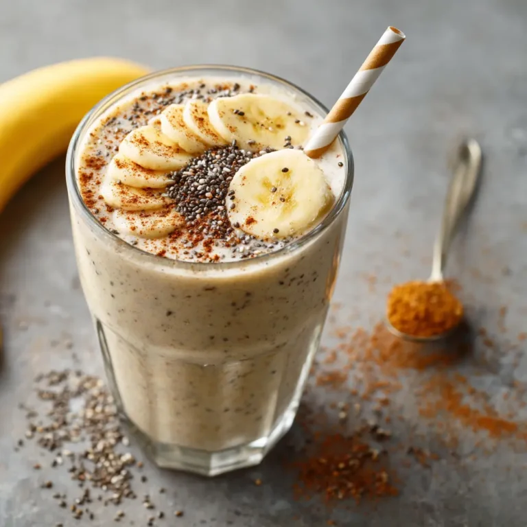 Final banana smoothie for weight loss served with chia seeds and banana slice