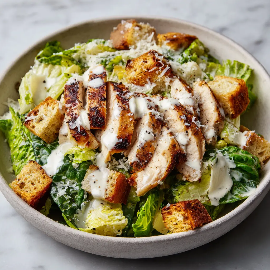 Chicken Caesar Salad - Grilled Chicken and Homemade Croutons