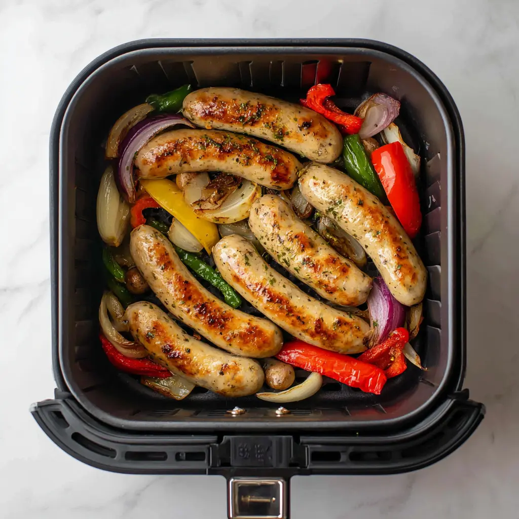 Air Frying Chicken Sausage and Veggies