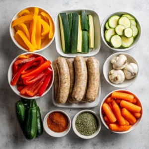 Ingredients for Air Fryer Chicken Sausage and Veggies