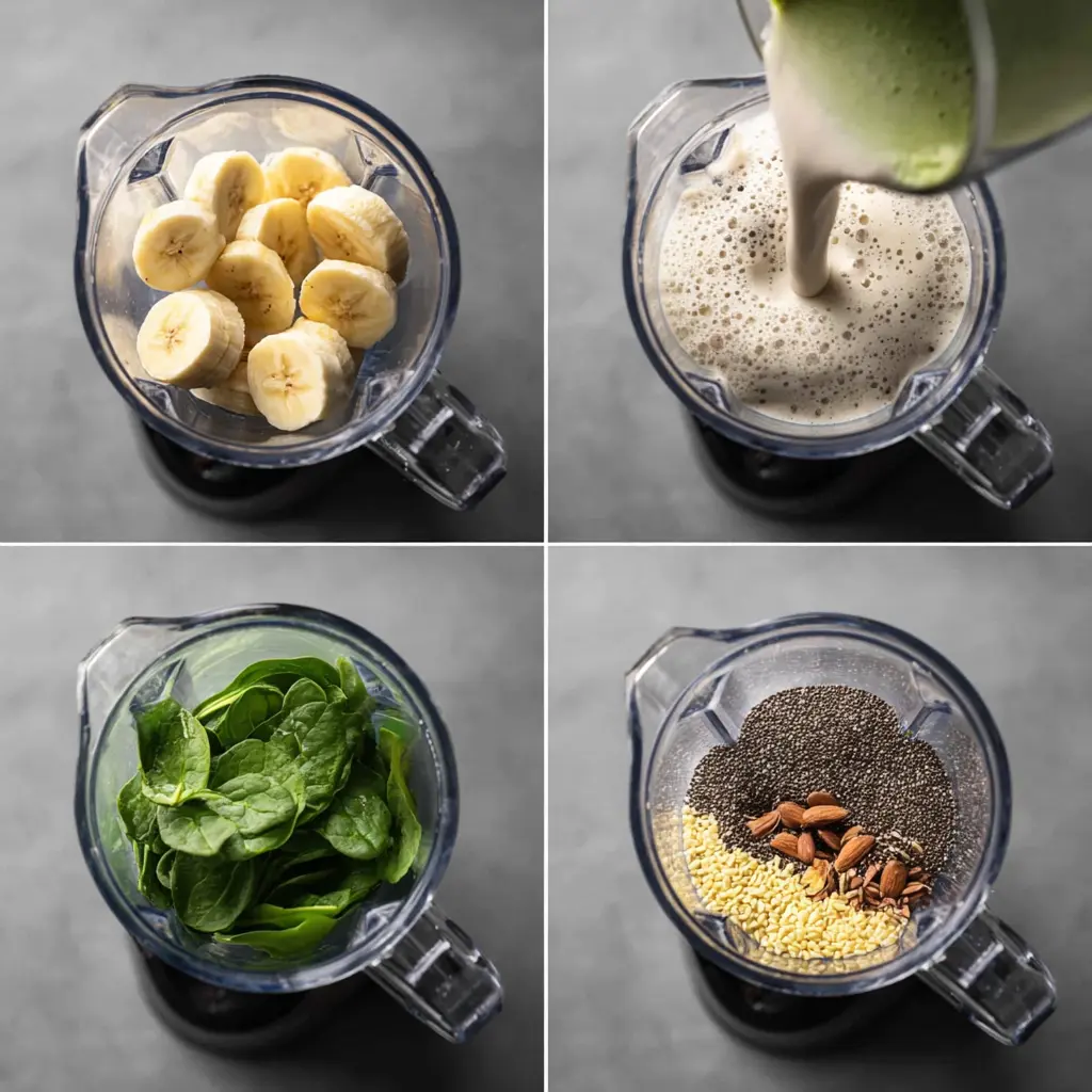 Blending banana smoothie ingredients for weight loss