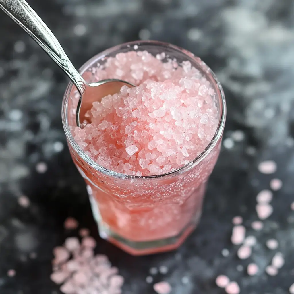 Stirring the pink salt weight loss drink and preparing it for consumption.